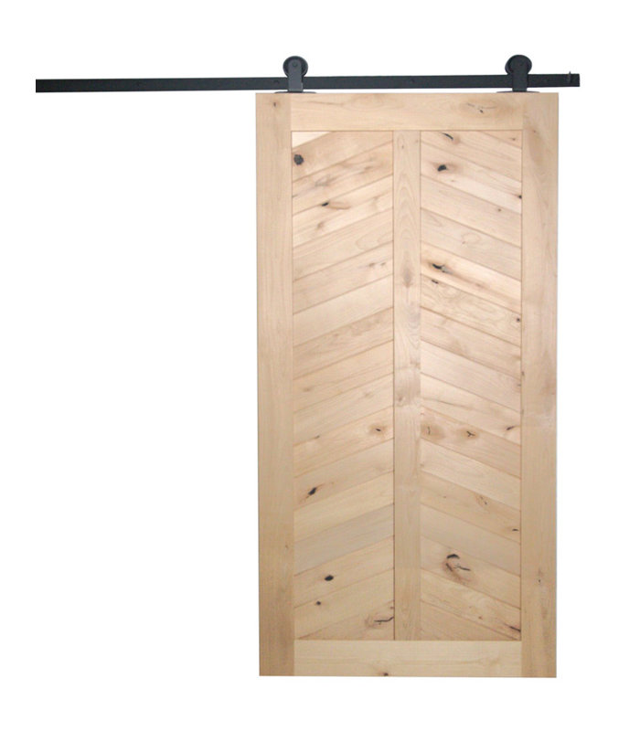 Artisan Hardware Porte de grange à chevrons à finition en bois à